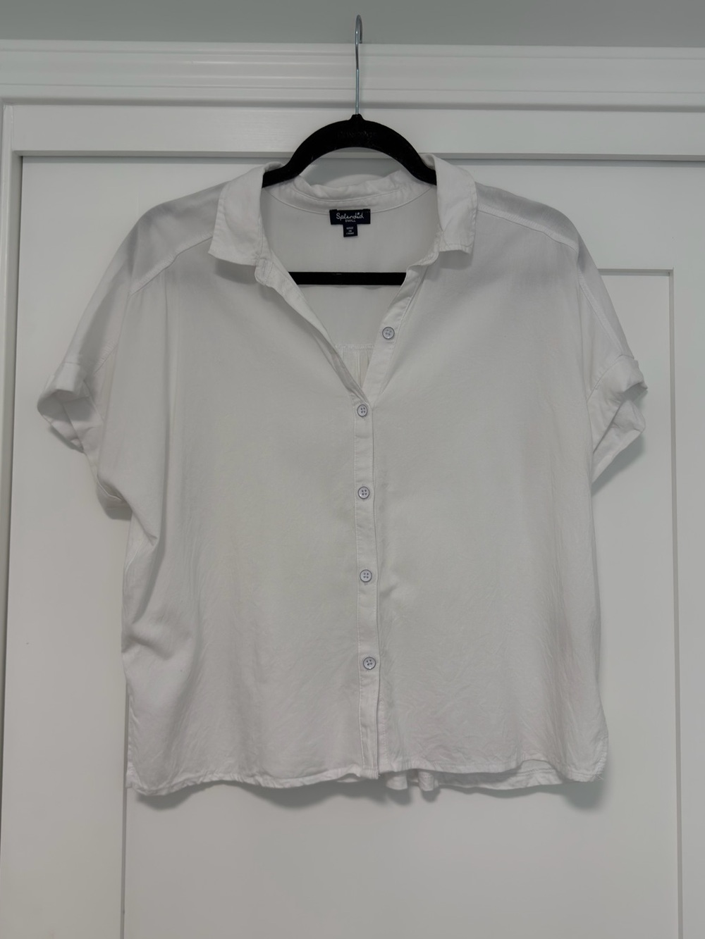Splendid White Short-Sleeve Button Front Top